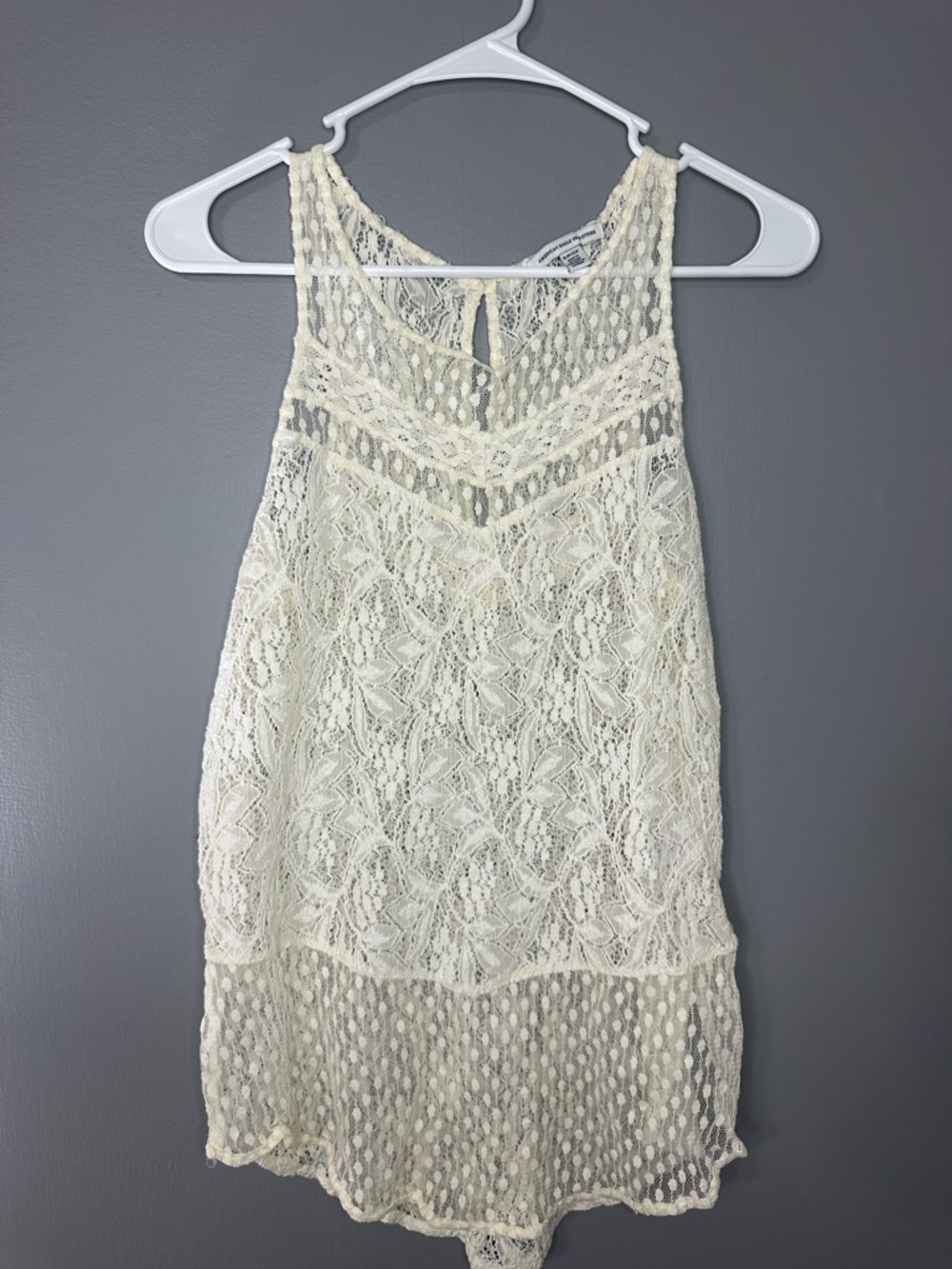 American Eagle outfitters Cream Lace Sleeveless Crochet Women’s tank top